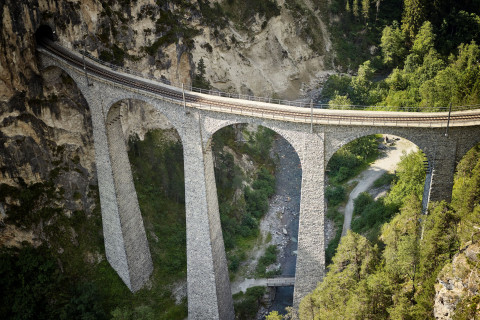 Landwasserviadukt auf der 2. Etappe der Glacier Bike Tour